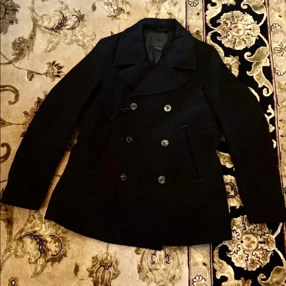 Zara Wool Blend Double Breasted Pea Coat - Picture 1 of 7